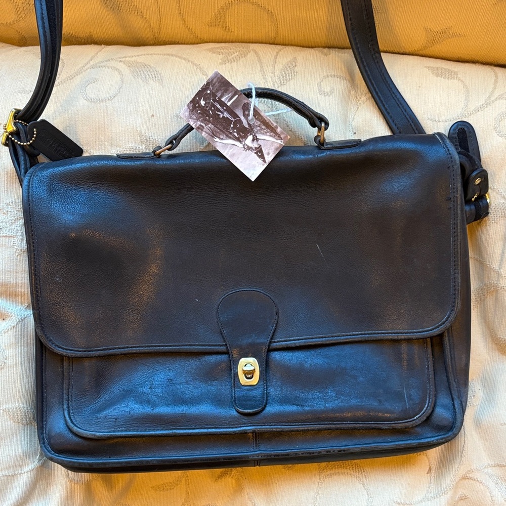 Coach Black Leather Messenger Bag